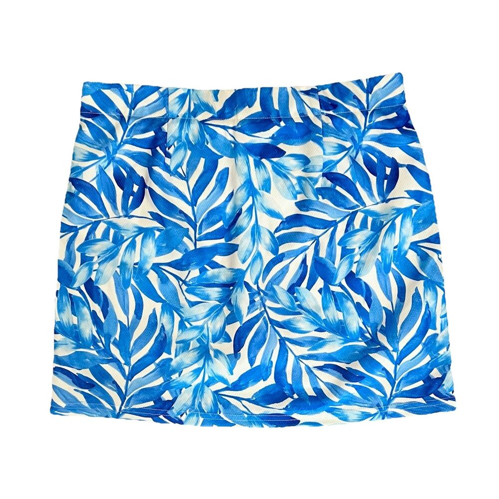 Stella Parker Collection Size M Tropical Blue Palm Skirt Skort Blue White NWT - Picture 2 of 7